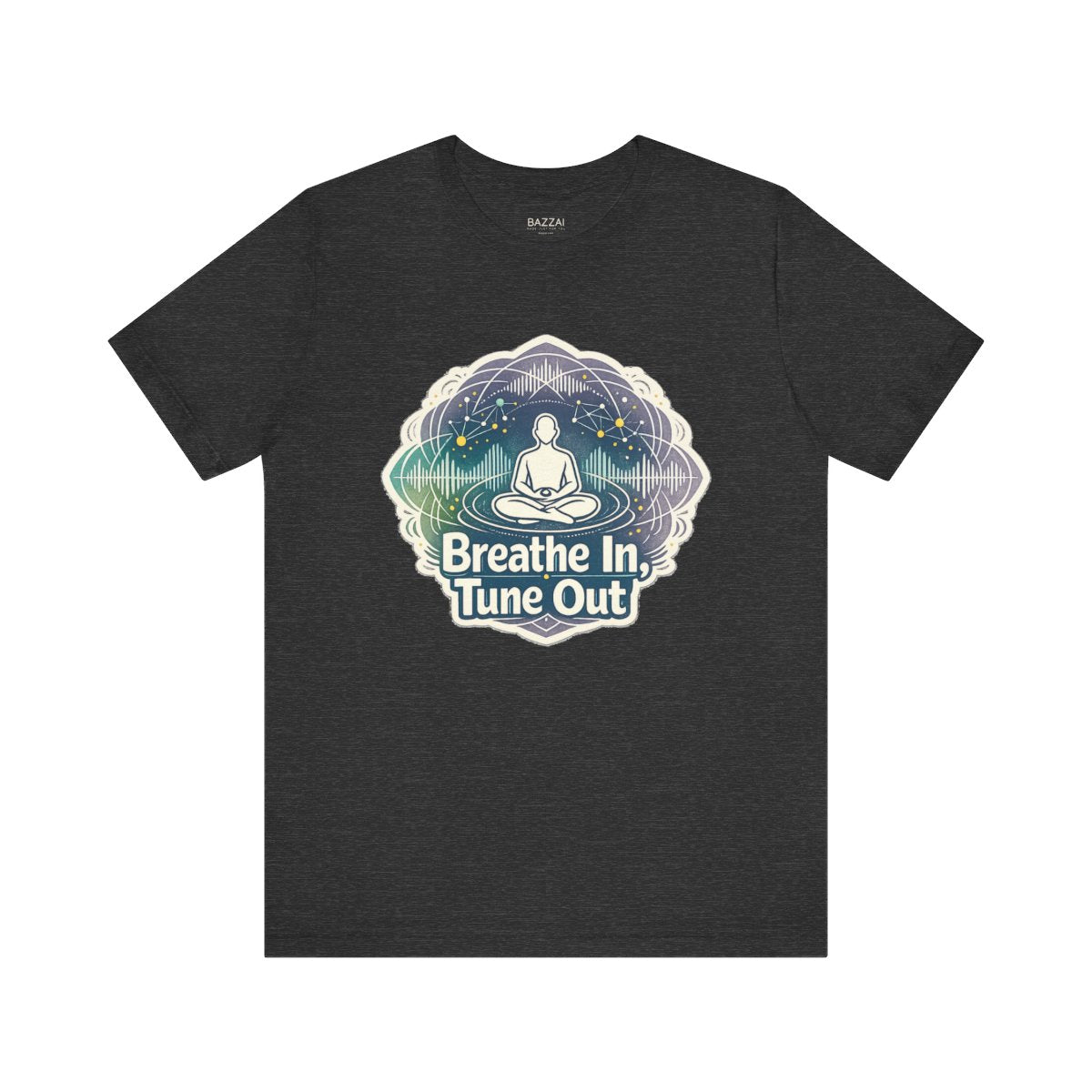 Meditation Gift T-Shirt — Breathe in, Tune Out — meditation mindful t-shirt design by Margaux