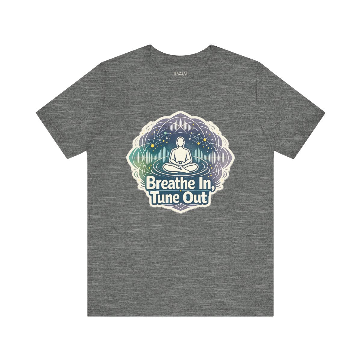 Meditation Gift T-Shirt — Breathe in, Tune Out — meditation mindful t-shirt design by Margaux