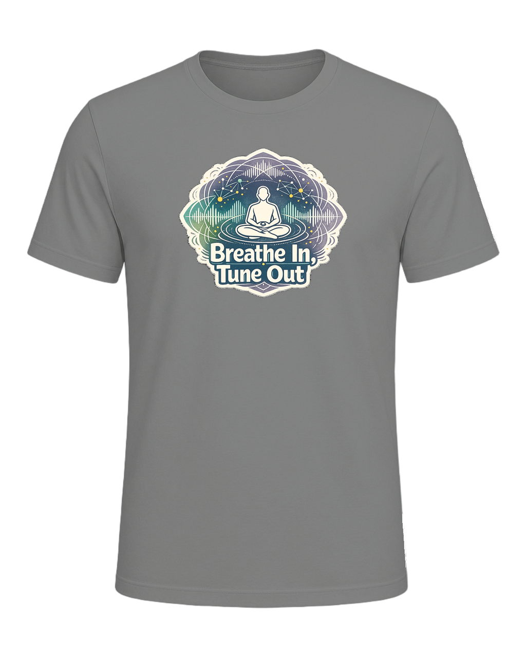 Breathe In, Tune Out Tee — Deep Heather