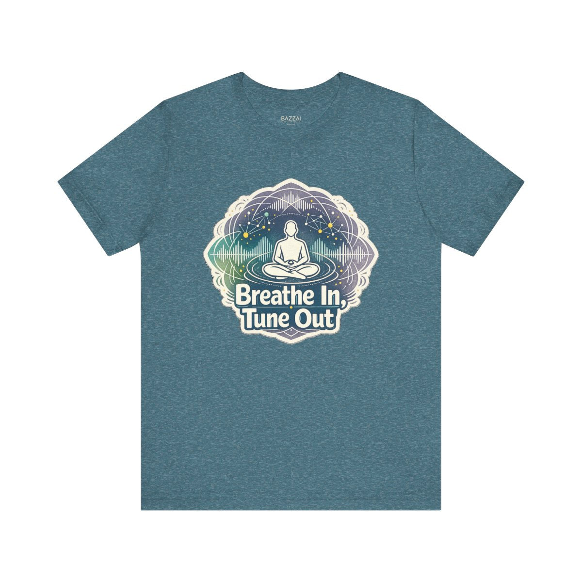 Meditation Gift T-Shirt — Breathe in, Tune Out — meditation mindful t-shirt design by Margaux