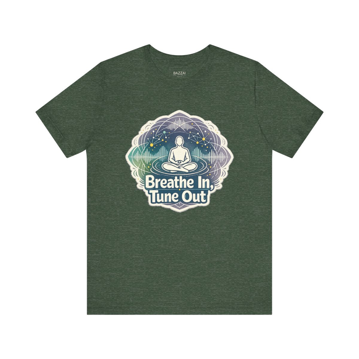 Meditation Gift T-Shirt — Breathe in, Tune Out — meditation mindful t-shirt design by Margaux