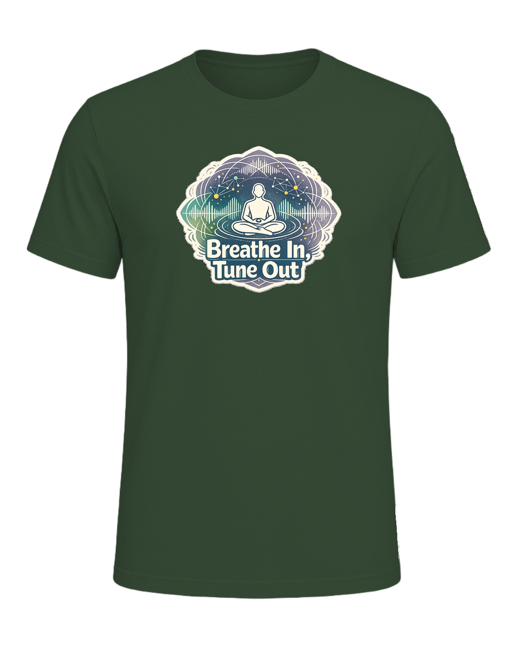 Breathe In, Tune Out Tee — Heather Forest