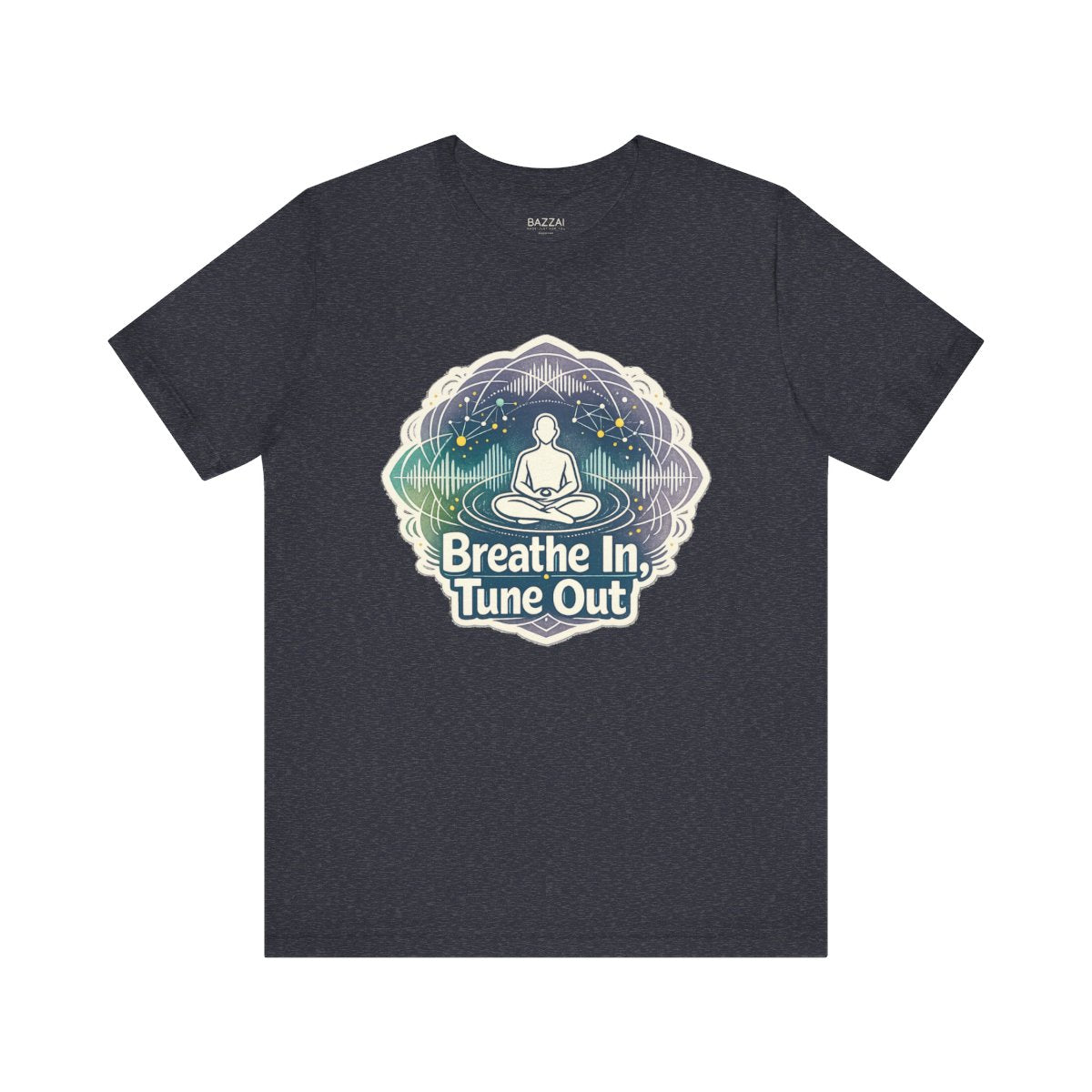 Meditation Gift T-Shirt — Breathe in, Tune Out — meditation mindful t-shirt design by Margaux