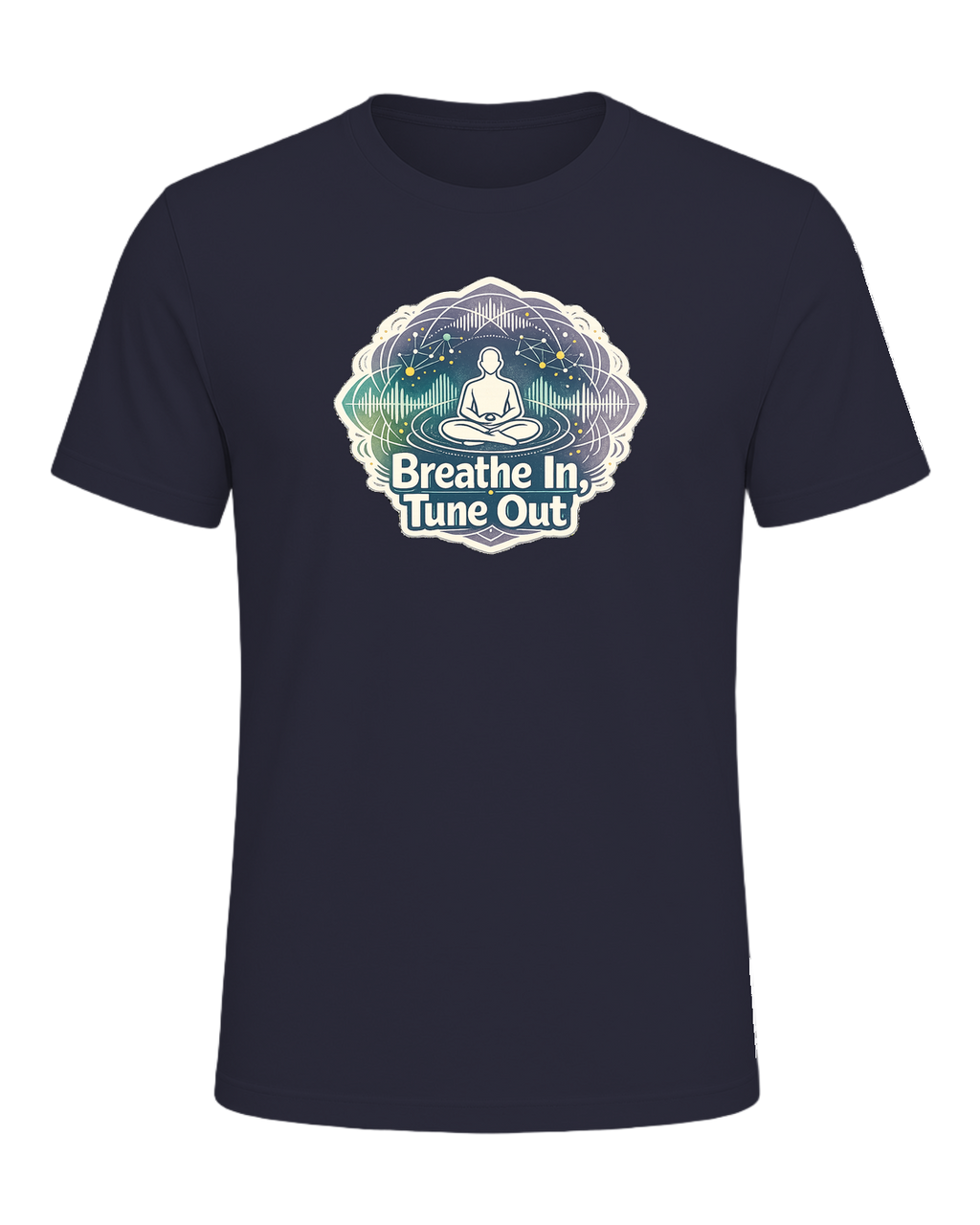 Breathe In, Tune Out Tee — Heather Navy