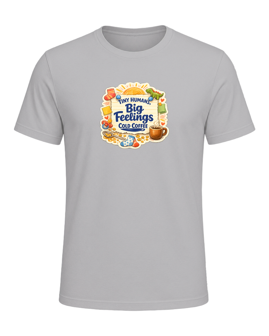 Tiny Humans, Big Feelings, Cold Coffee Tee — Athletic Heather
