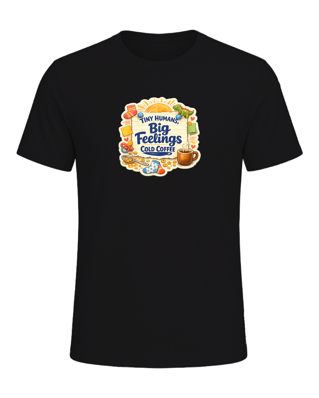 Tiny Humans, Big Feelings, Cold Coffee Tee — Dark Grey Heather