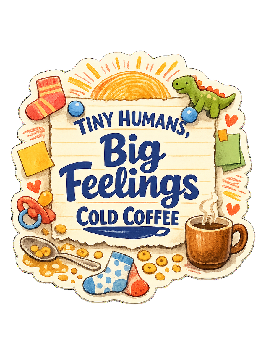 Funny Mom T-Shirt — Tiny Humans, Big Feelings, Cold Coffee