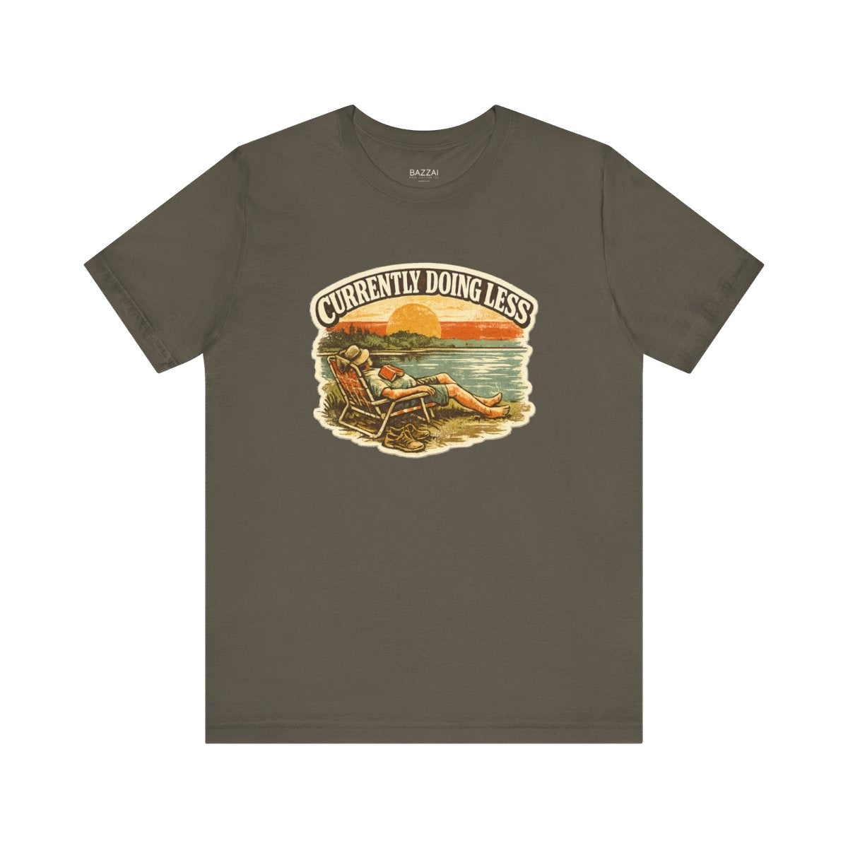 Funny Homebody T-Shirt — Currently Doing Less — relax chill t-shirt design by Margaux