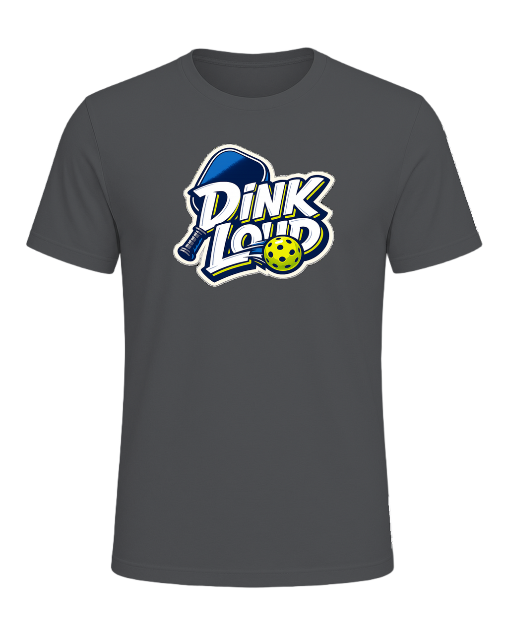 A loud, high-contrast pickleball tee for players who dink soft and talk loud. — Asphalt