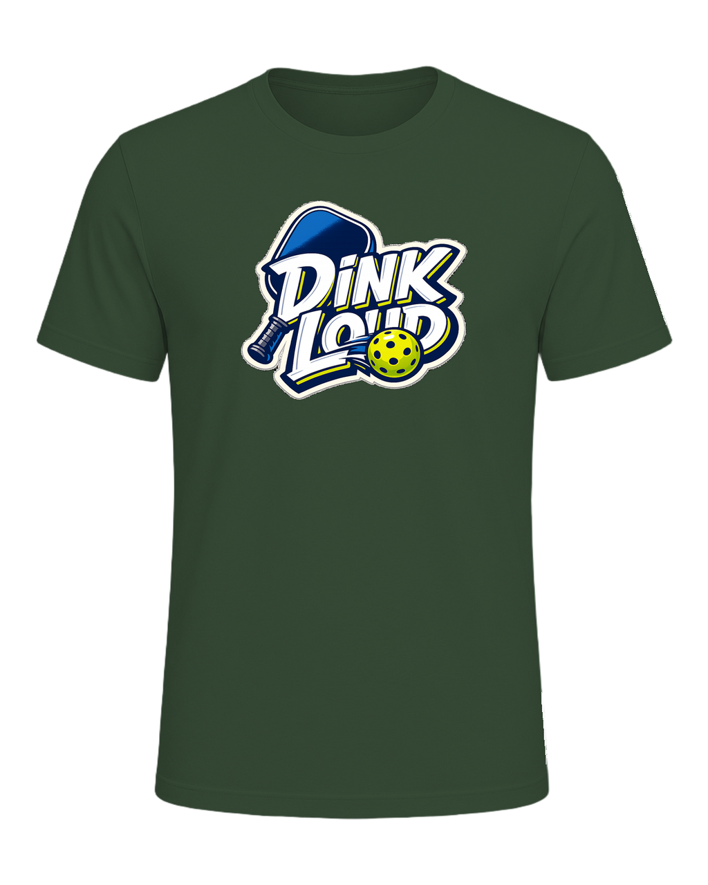 A loud, high-contrast pickleball tee for players who dink soft and talk loud. — Heather Forest