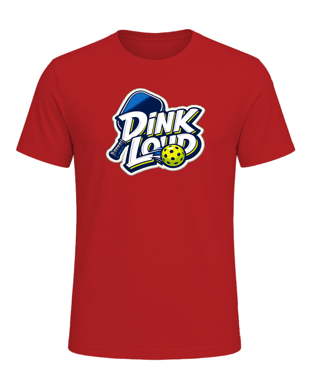 A loud, high-contrast pickleball tee for players who dink soft and talk loud. — Red