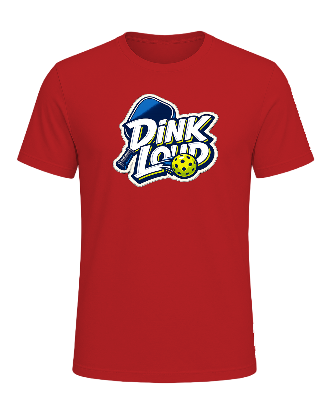 A loud, high-contrast pickleball tee for players who dink soft and talk loud. — Red