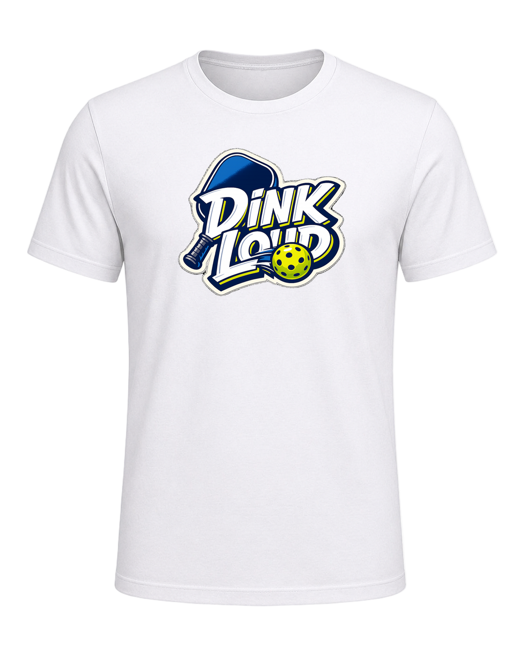A loud, high-contrast pickleball tee for players who dink soft and talk loud. — White