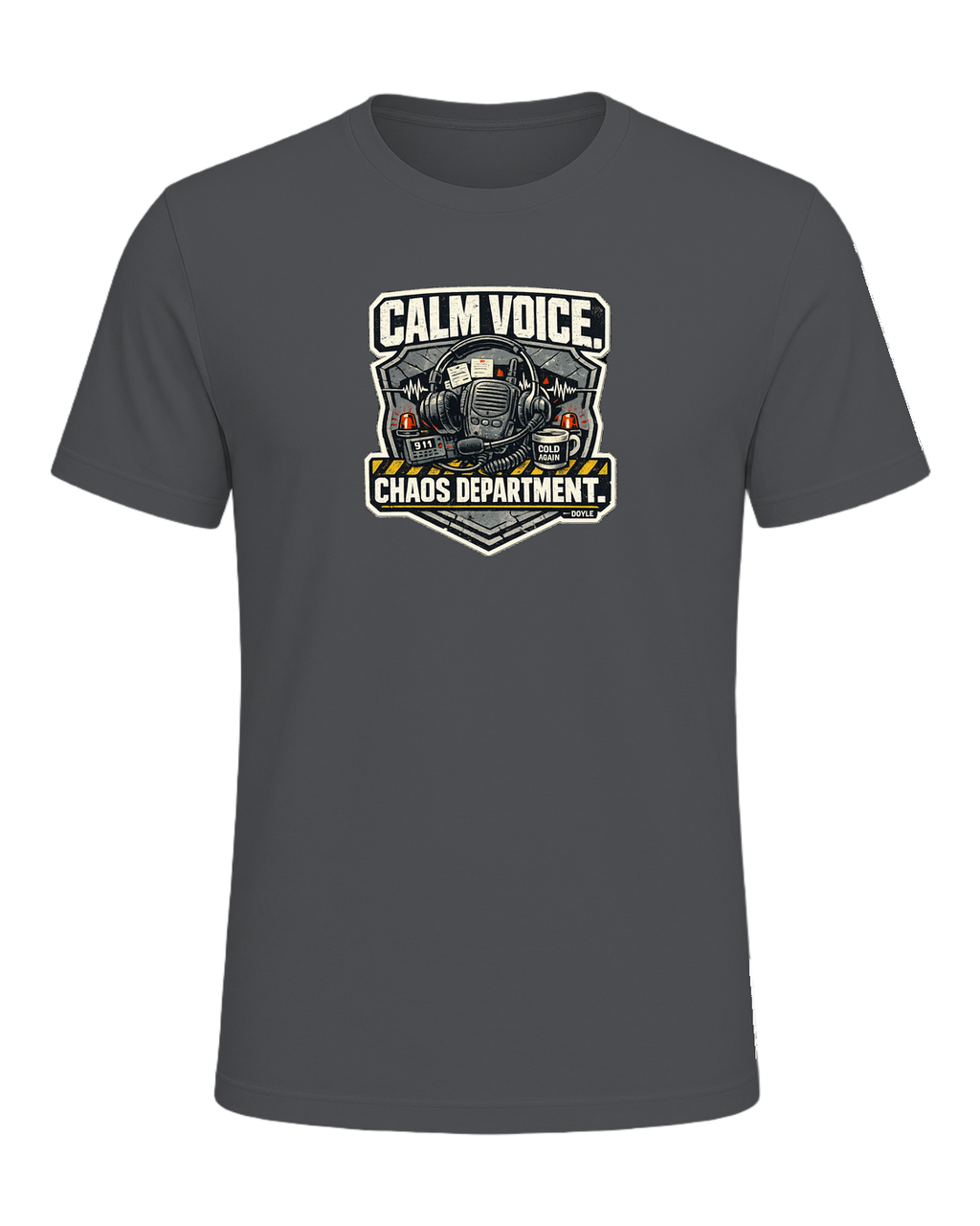 Calm Voice. Chaos Department. Tee — Asphalt