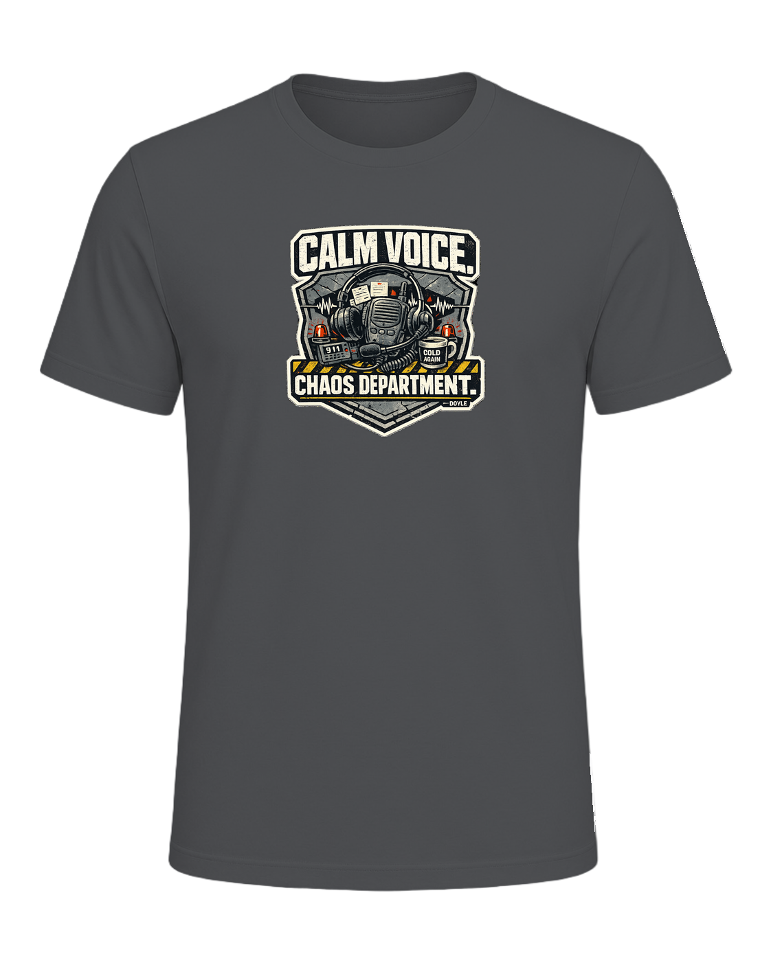 Calm Voice. Chaos Department. Tee — Asphalt