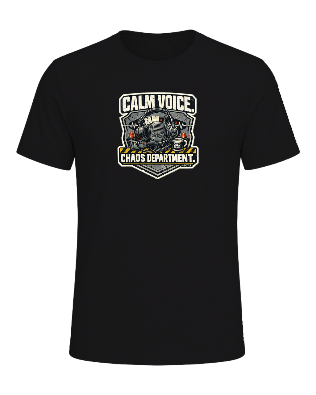 Calm Voice. Chaos Department. Tee — Dark Grey Heather