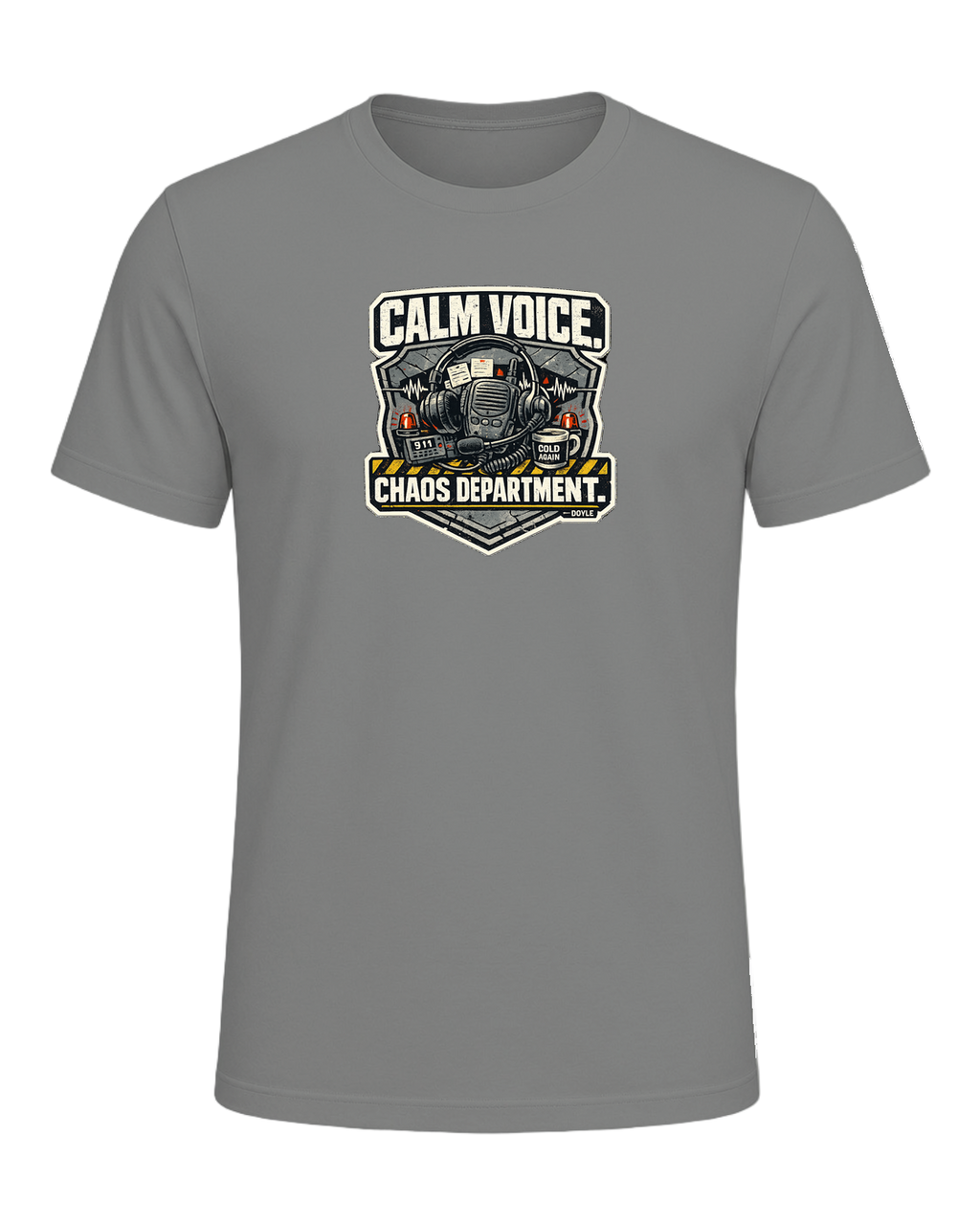 Calm Voice. Chaos Department. Tee — Deep Heather