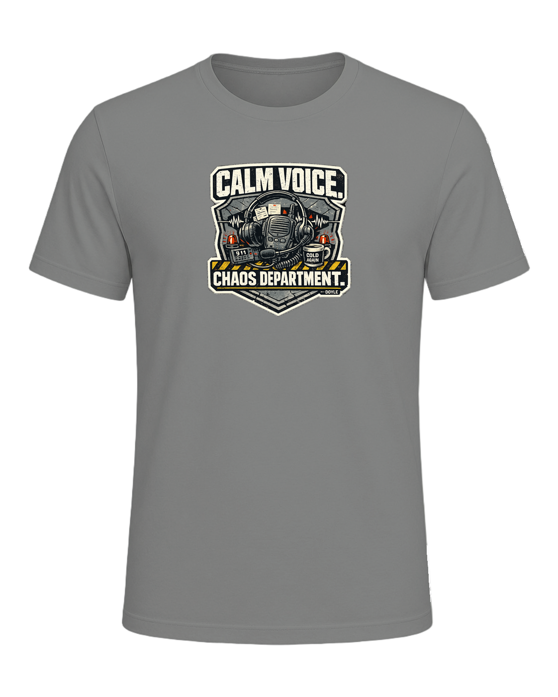 Calm Voice. Chaos Department. Tee — Deep Heather