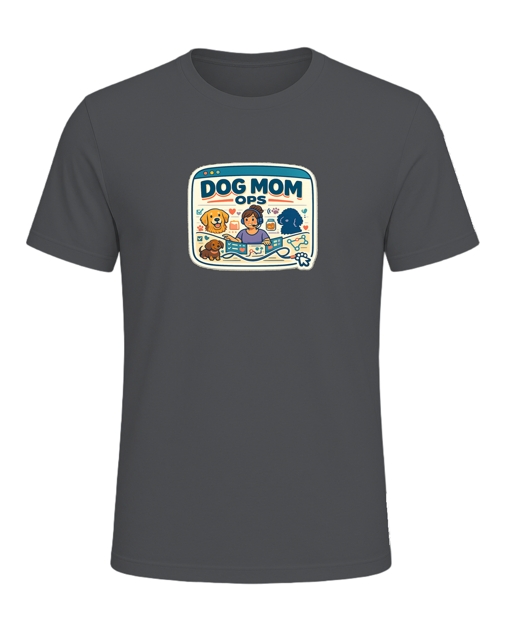 Dog Mom Ops Tee — Asphalt