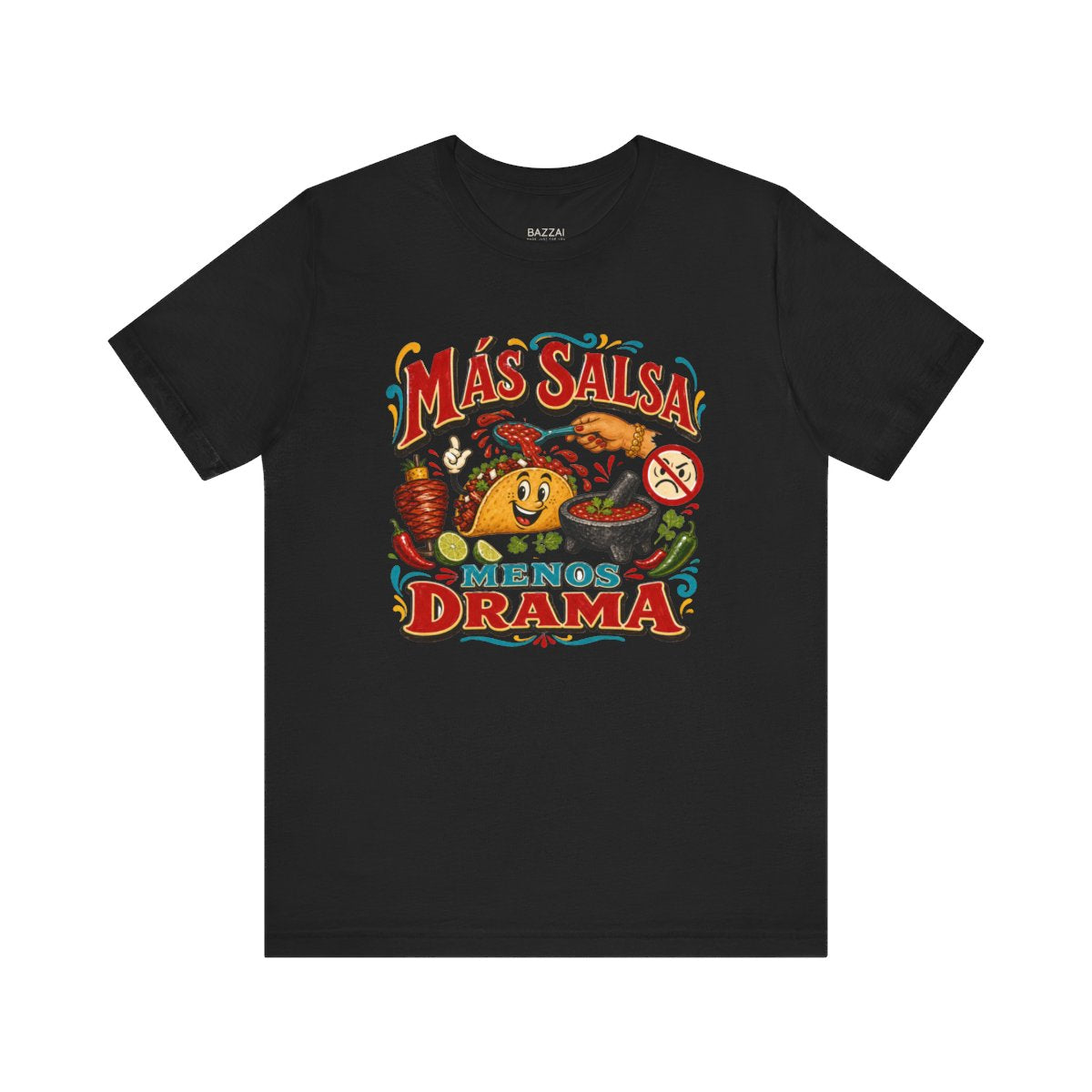 Funny Hot Sauce T-Shirt — Más Salsa Menos Drama — t-shirt design
