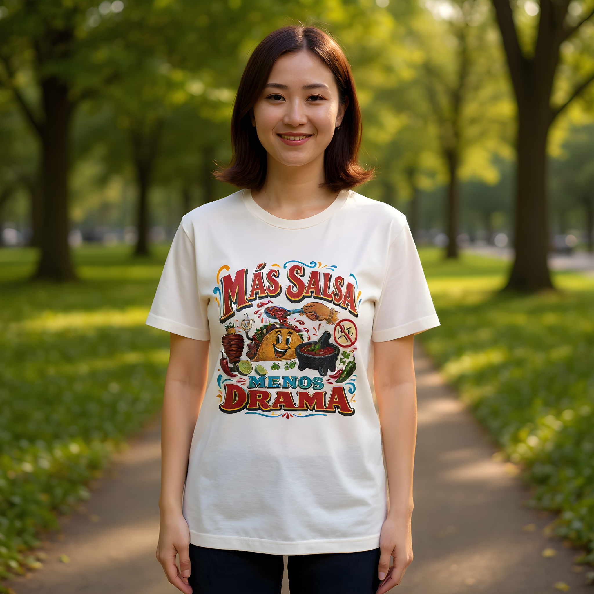 Funny Hot Sauce T-Shirt — Más Salsa Menos Drama — t-shirt design