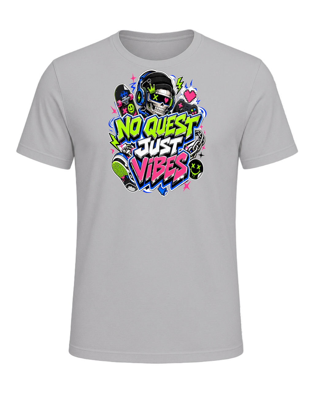 NO QUEST JUST VIBES — Athletic Heather