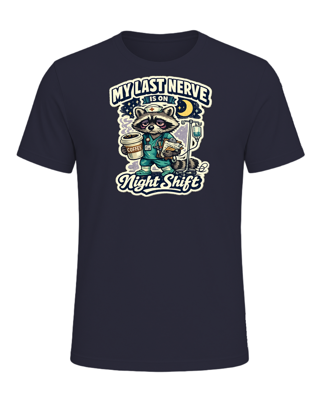 My Last Nerve Is On Night Shift Tee — Heather Navy
