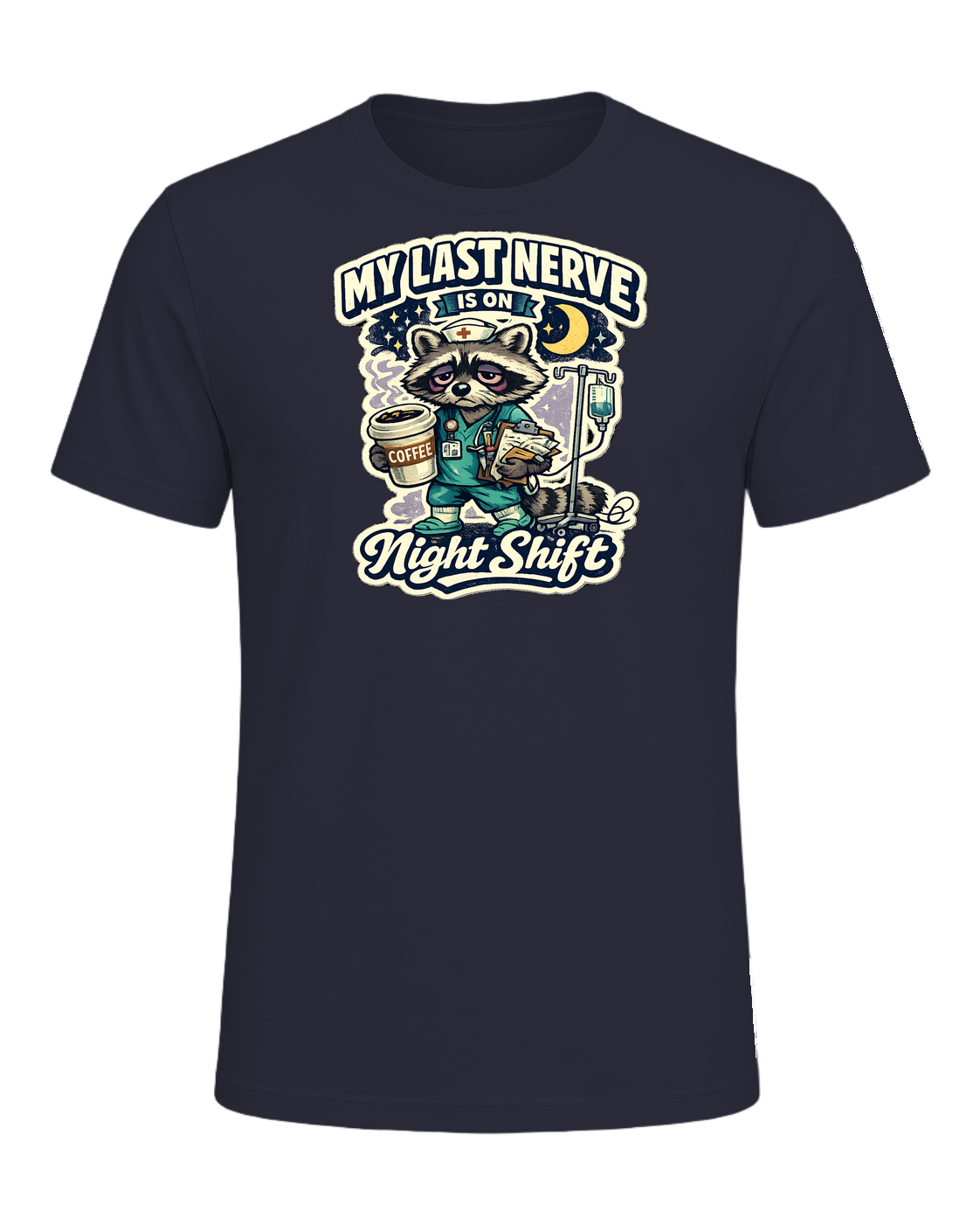 My Last Nerve Is On Night Shift Tee — Heather Navy
