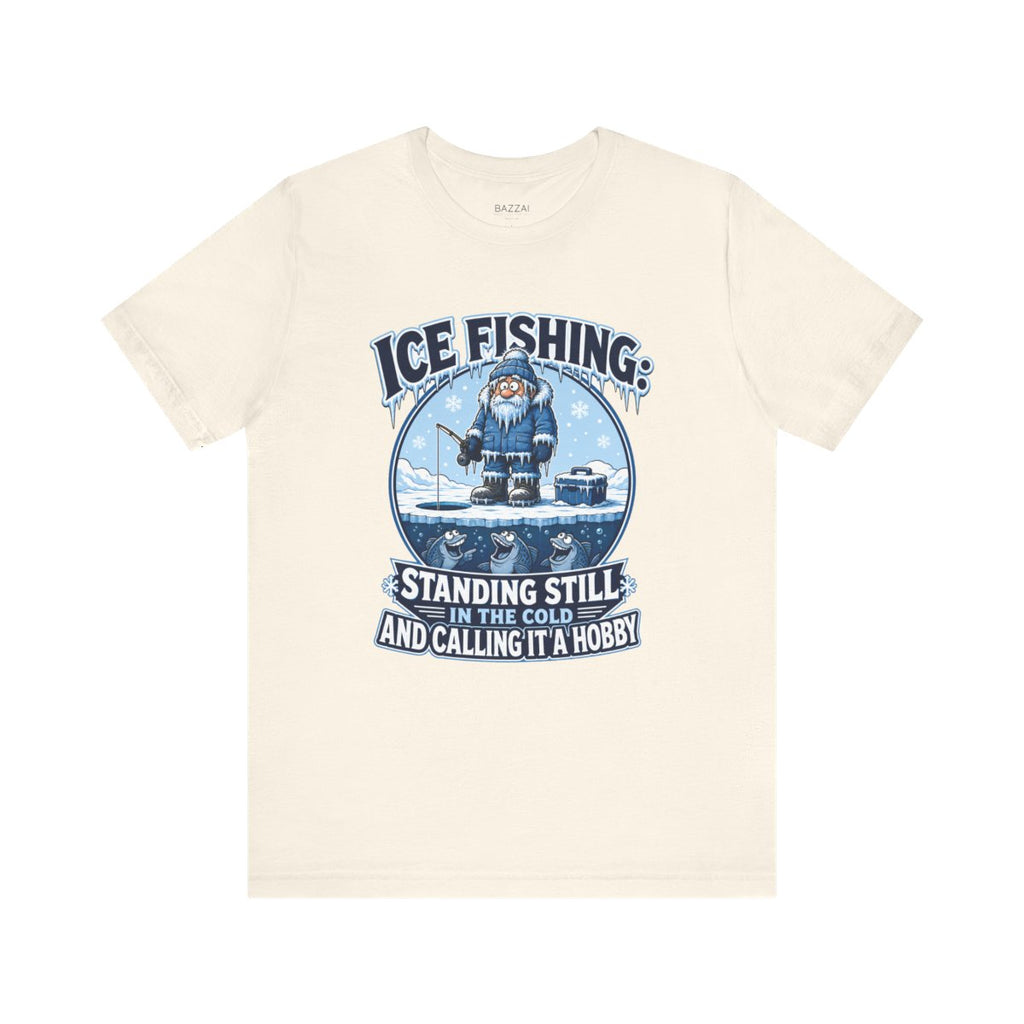 Ice Fishing T-Shirt — A Hole, a Bucket and Optimism — angler t-shirt design