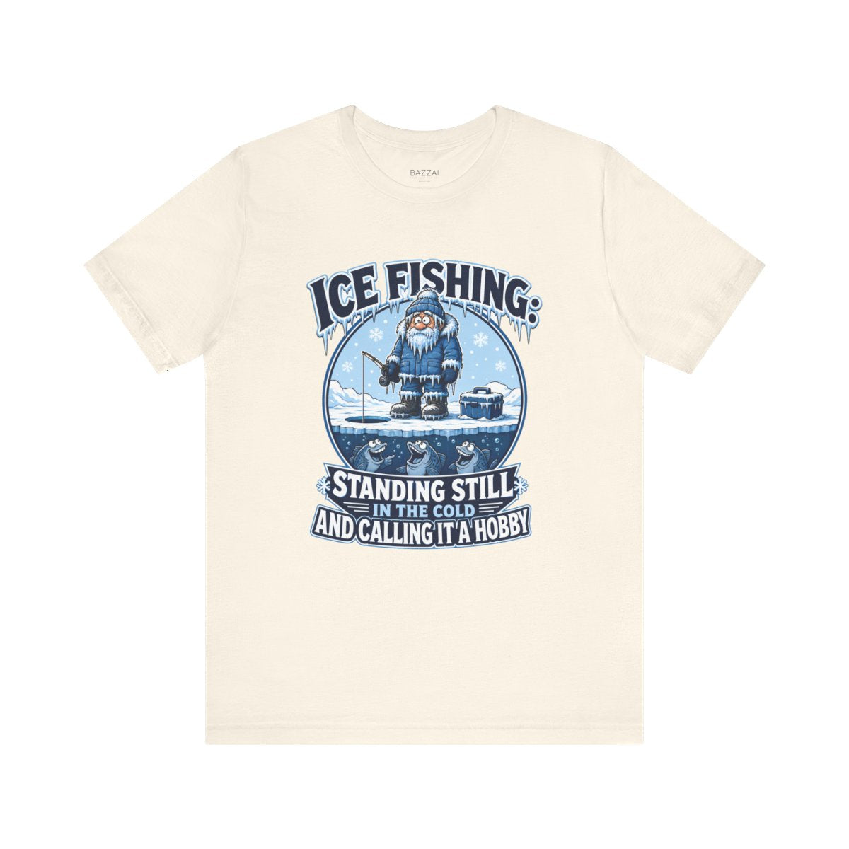 Ice Fishing T-Shirt — A Hole, a Bucket and Optimism — angler t-shirt design