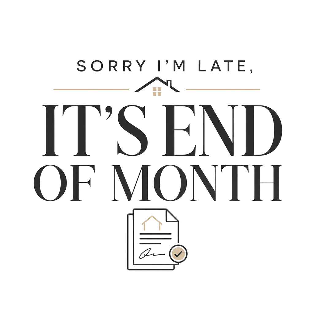 SORRY I'M LATE, IT'S END OF MONTH
