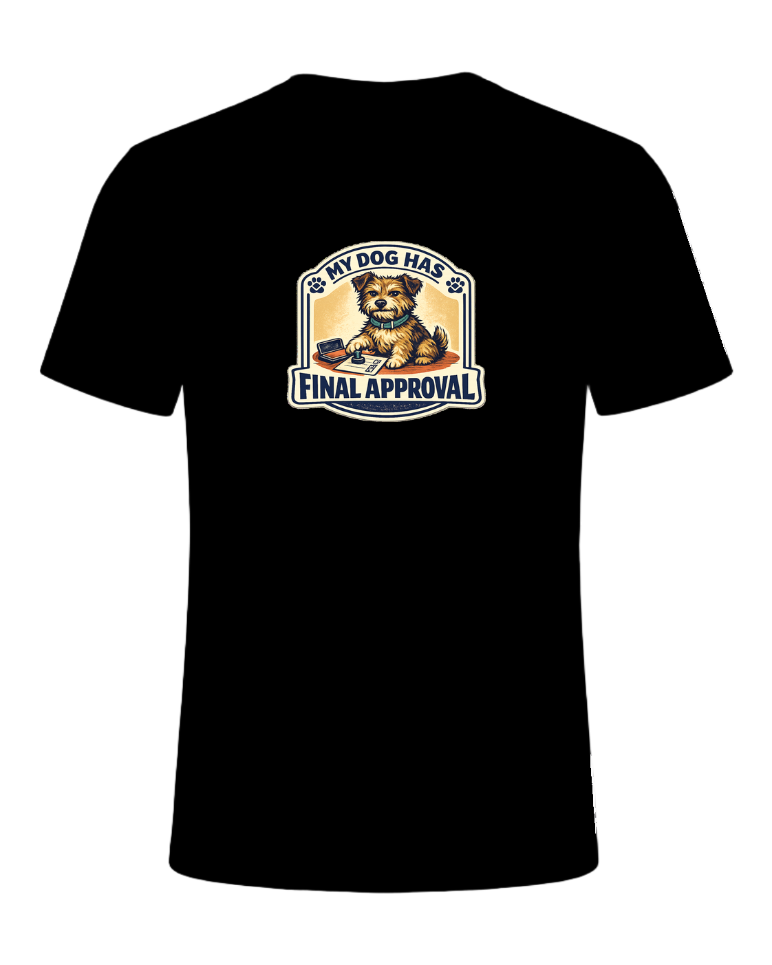 A funny illustrated dog-lover tee for anyone whose pup gets the final vote. — Black