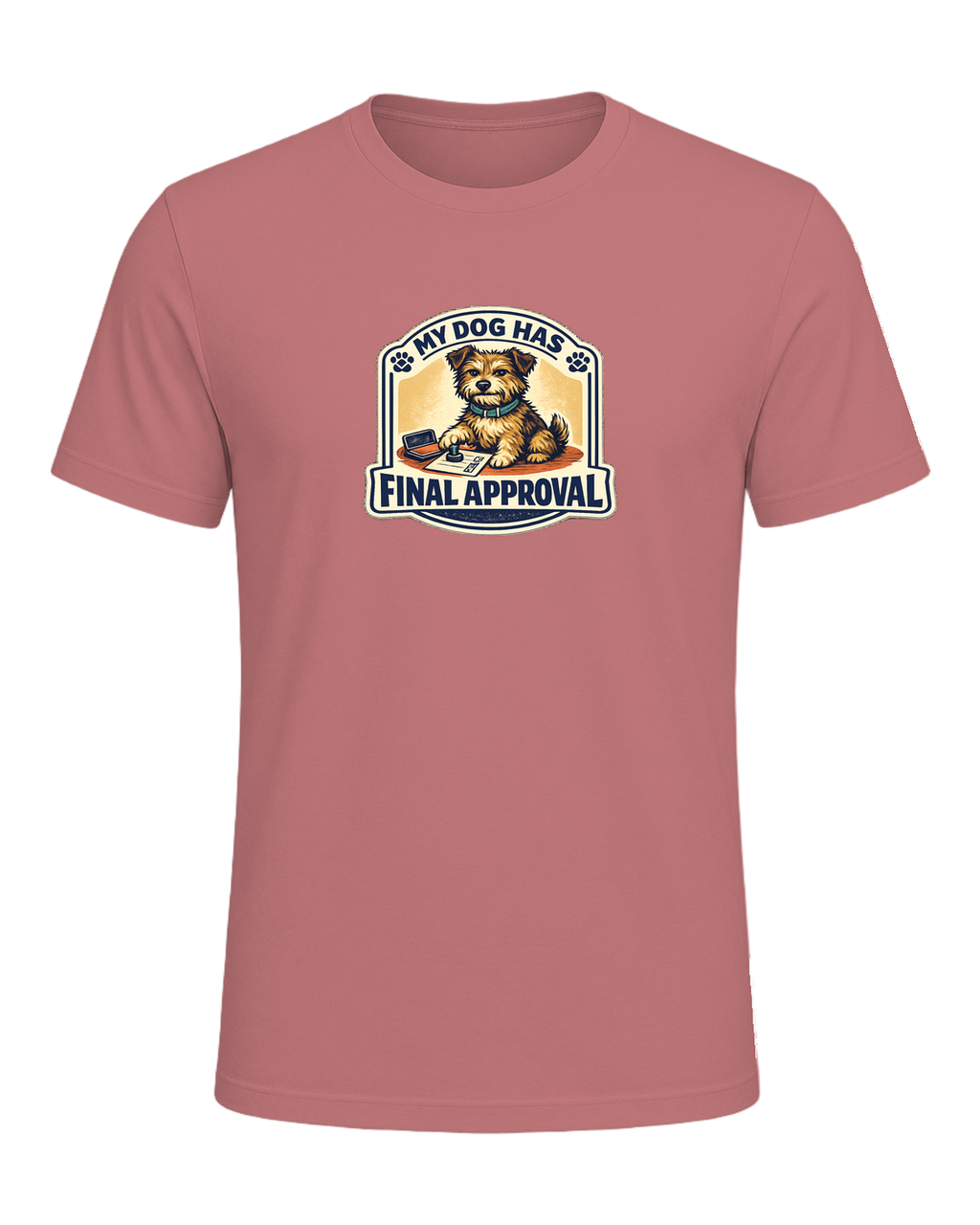 A funny illustrated dog-lover tee for anyone whose pup gets the final vote. — Mauve