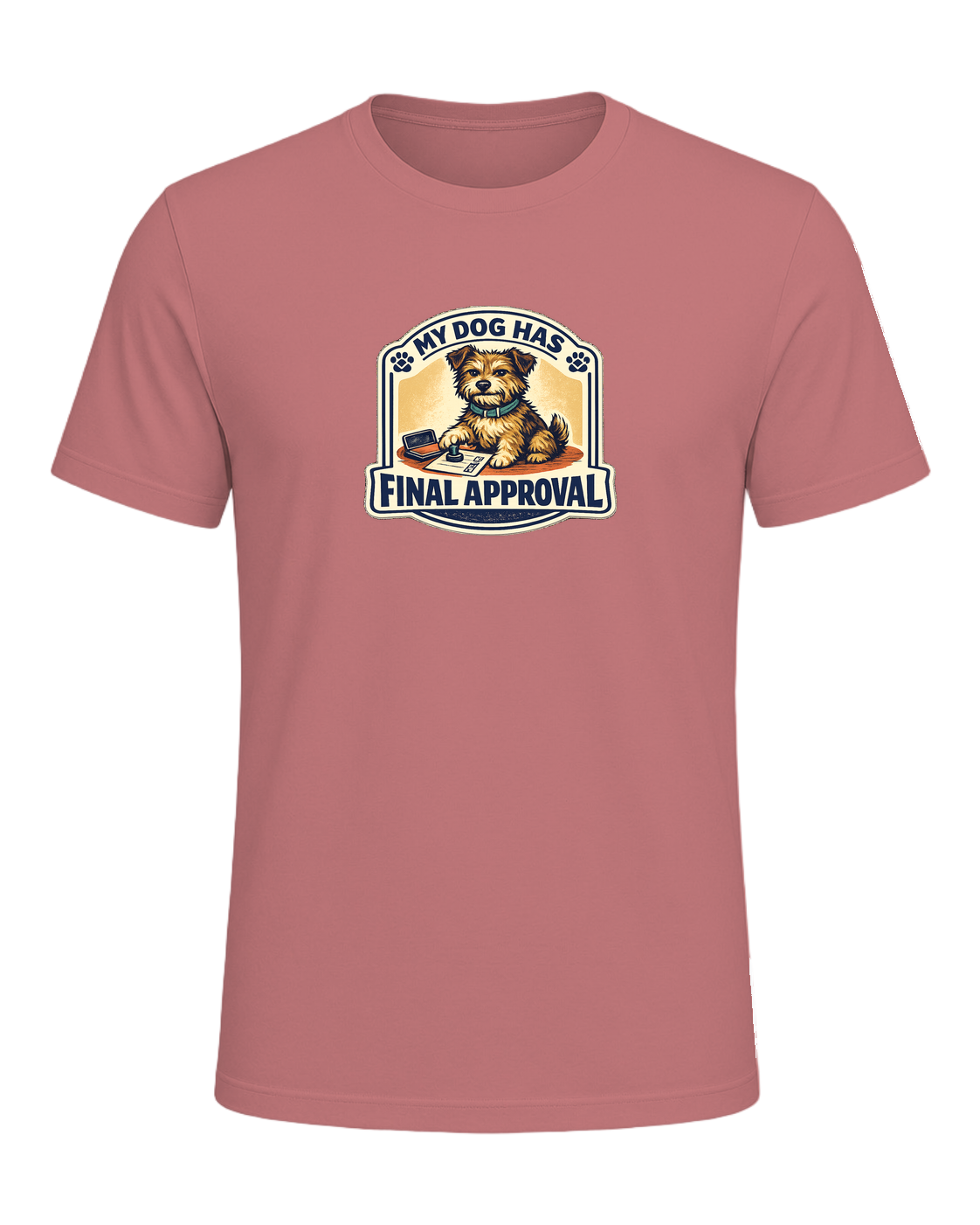 A funny illustrated dog-lover tee for anyone whose pup gets the final vote. — Mauve