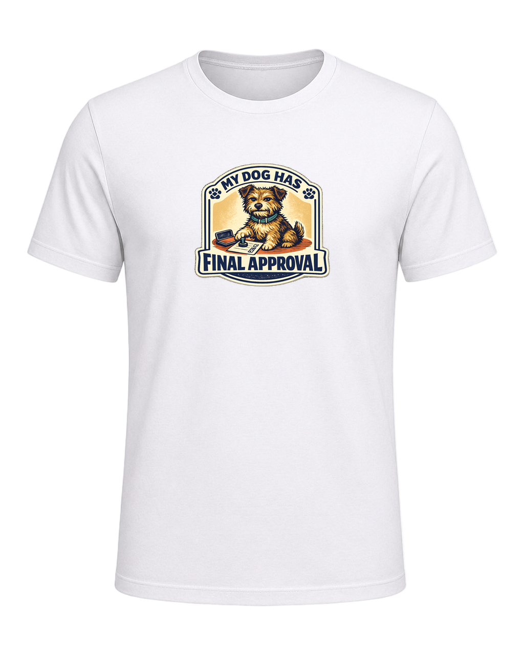A funny illustrated dog-lover tee for anyone whose pup gets the final vote. — White