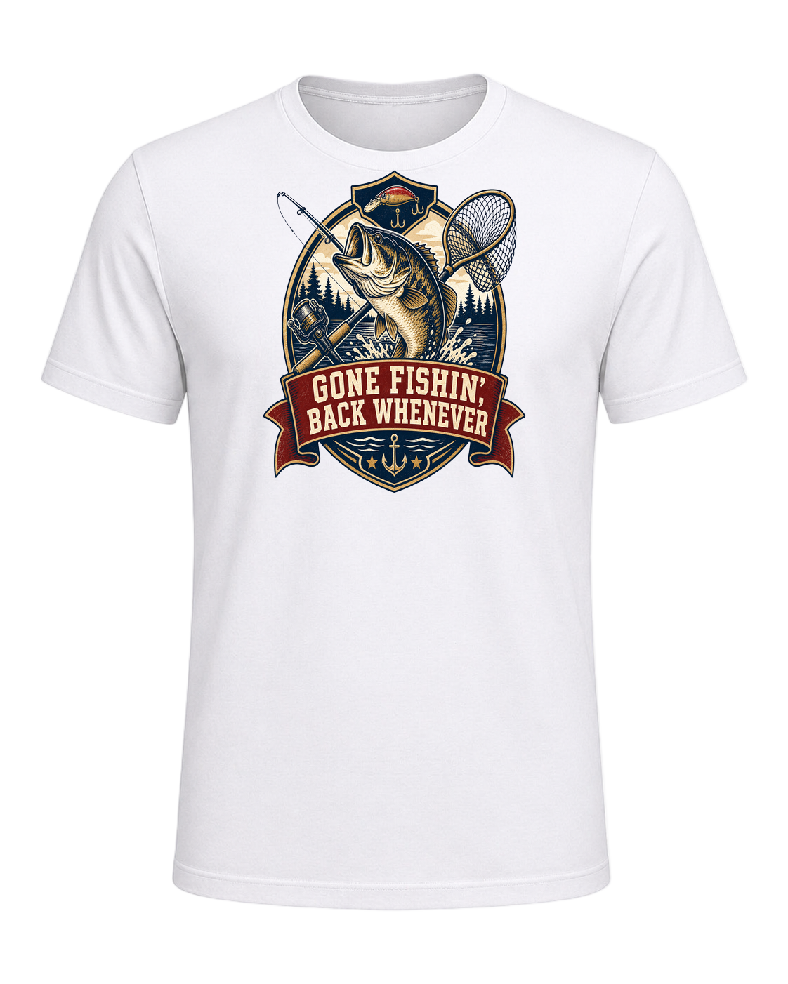 GONE FISHIN', BACK WHENEVER — White