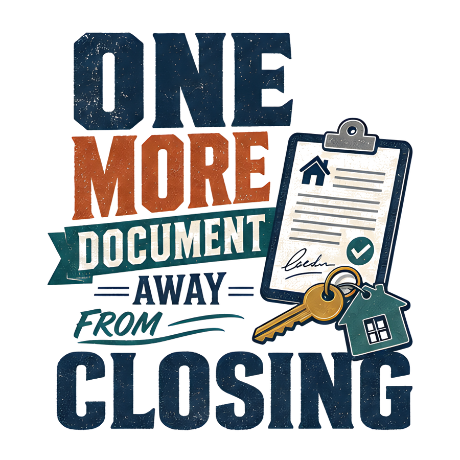 ONE MORE DOCUMENT AWAY FROM CLOSING (House Tee)