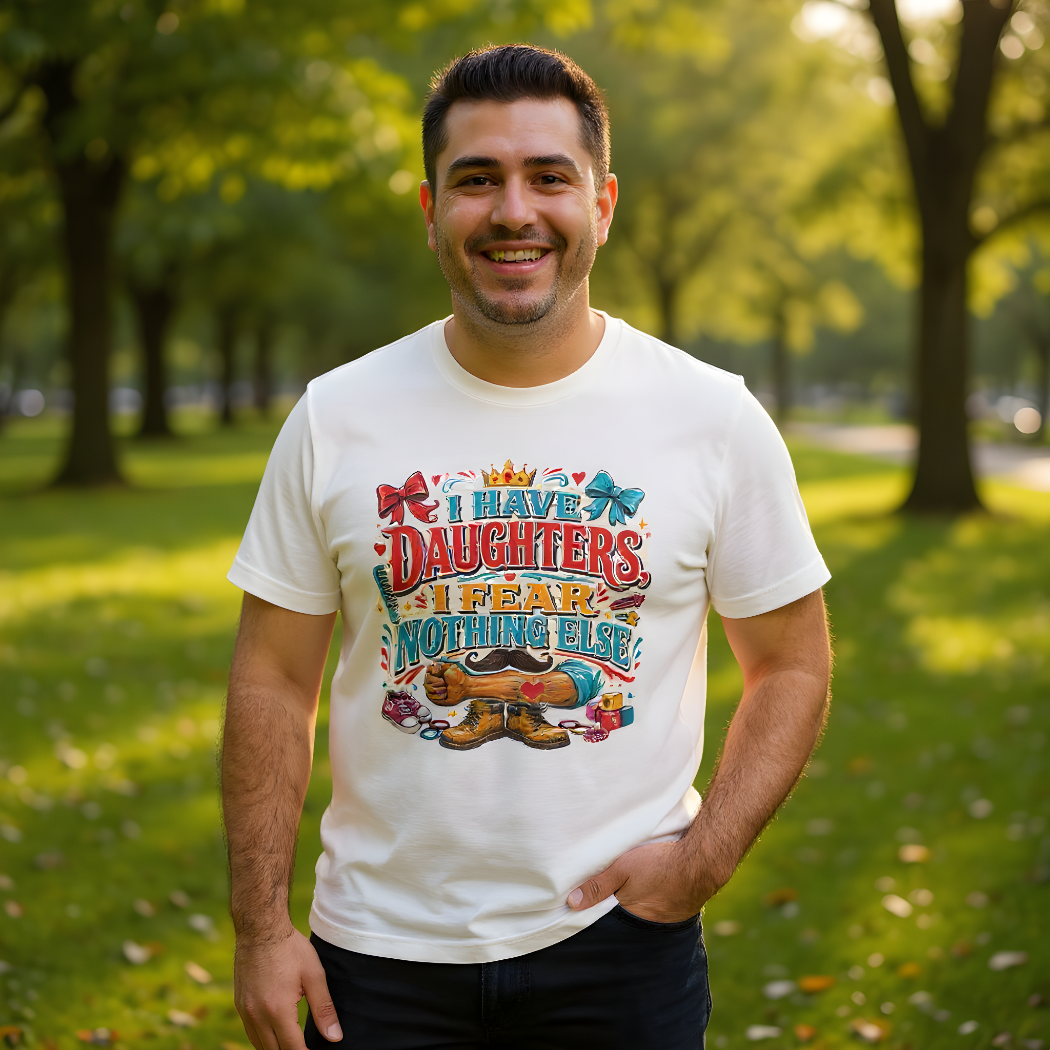 Funny Girl Dad T-Shirt — I Have Daughters, I Fear Nothing Else — girl dad t-shirt design