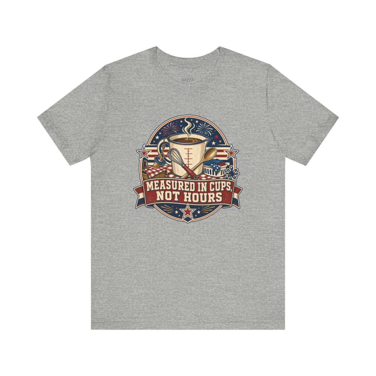 Tired Mom T-Shirt — Measured in Cups, Not Hours — mom chaos t-shirt design