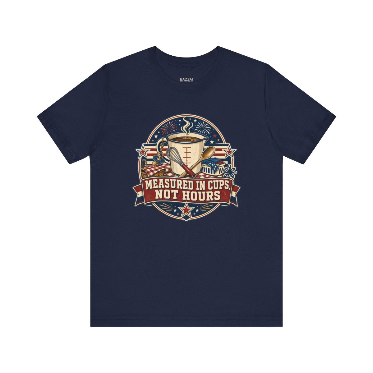 Tired Mom T-Shirt — Measured in Cups, Not Hours — mom chaos t-shirt design
