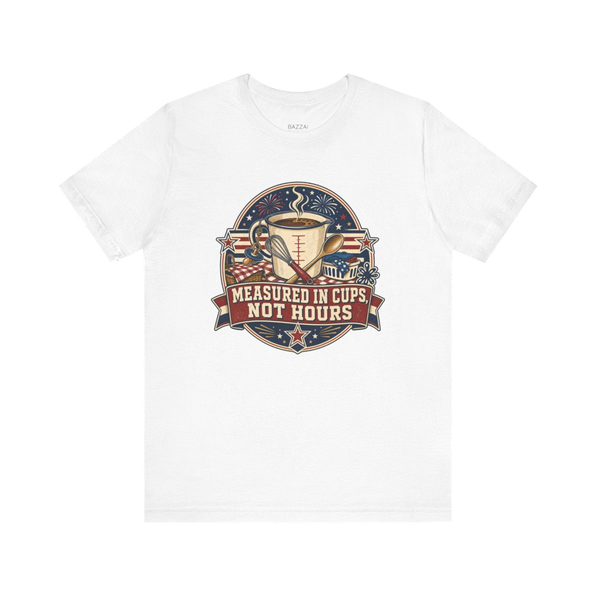 Tired Mom T-Shirt — Measured in Cups, Not Hours — mom chaos t-shirt design