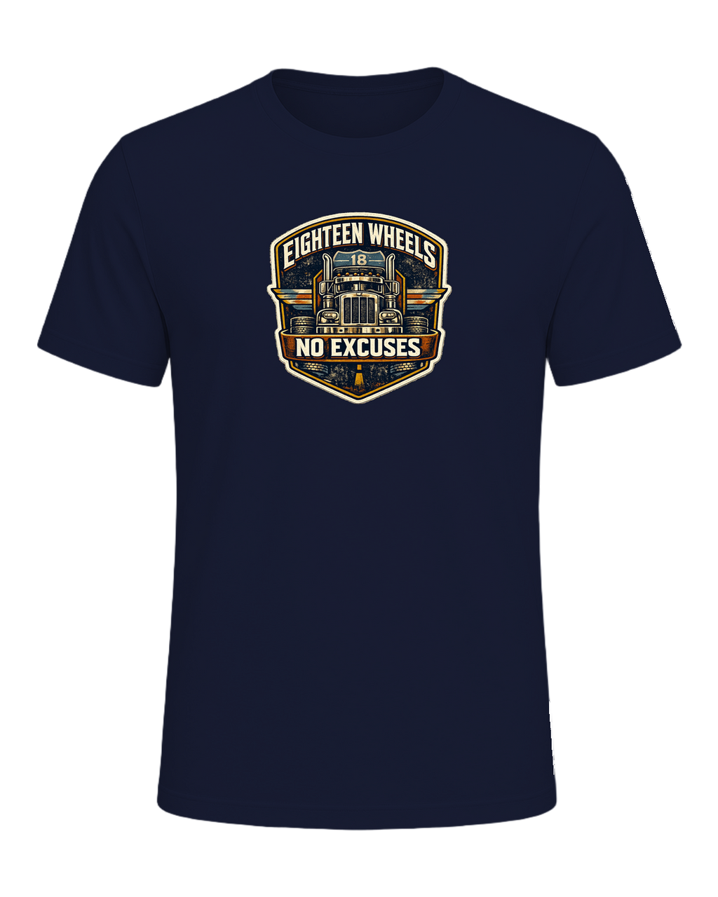 Eighteen Wheels No Excuses Tee — Navy