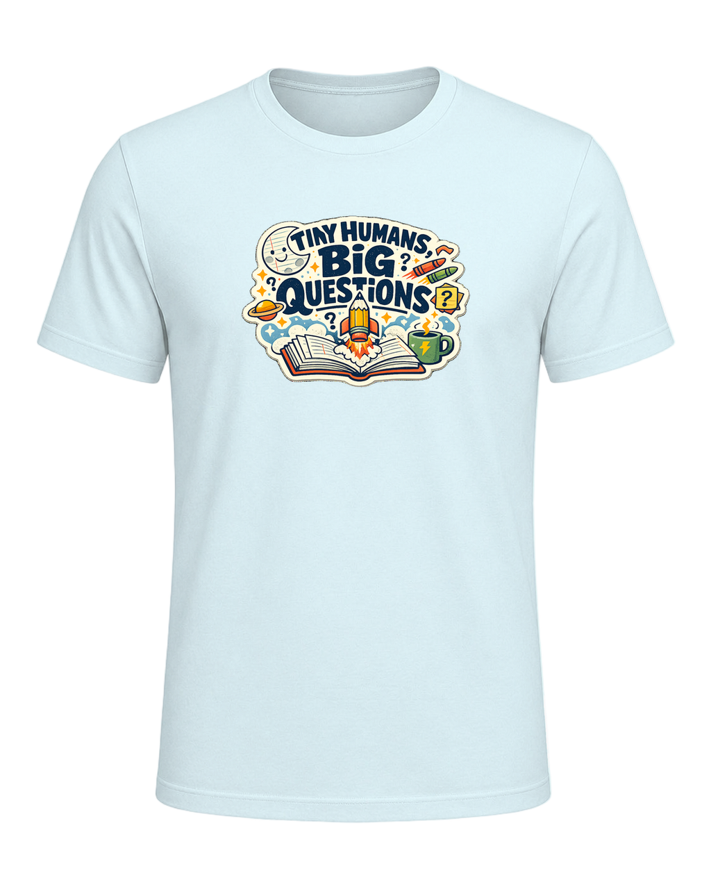 Tiny Humans, Big Questions Tee — Heather Prism Ice Blue