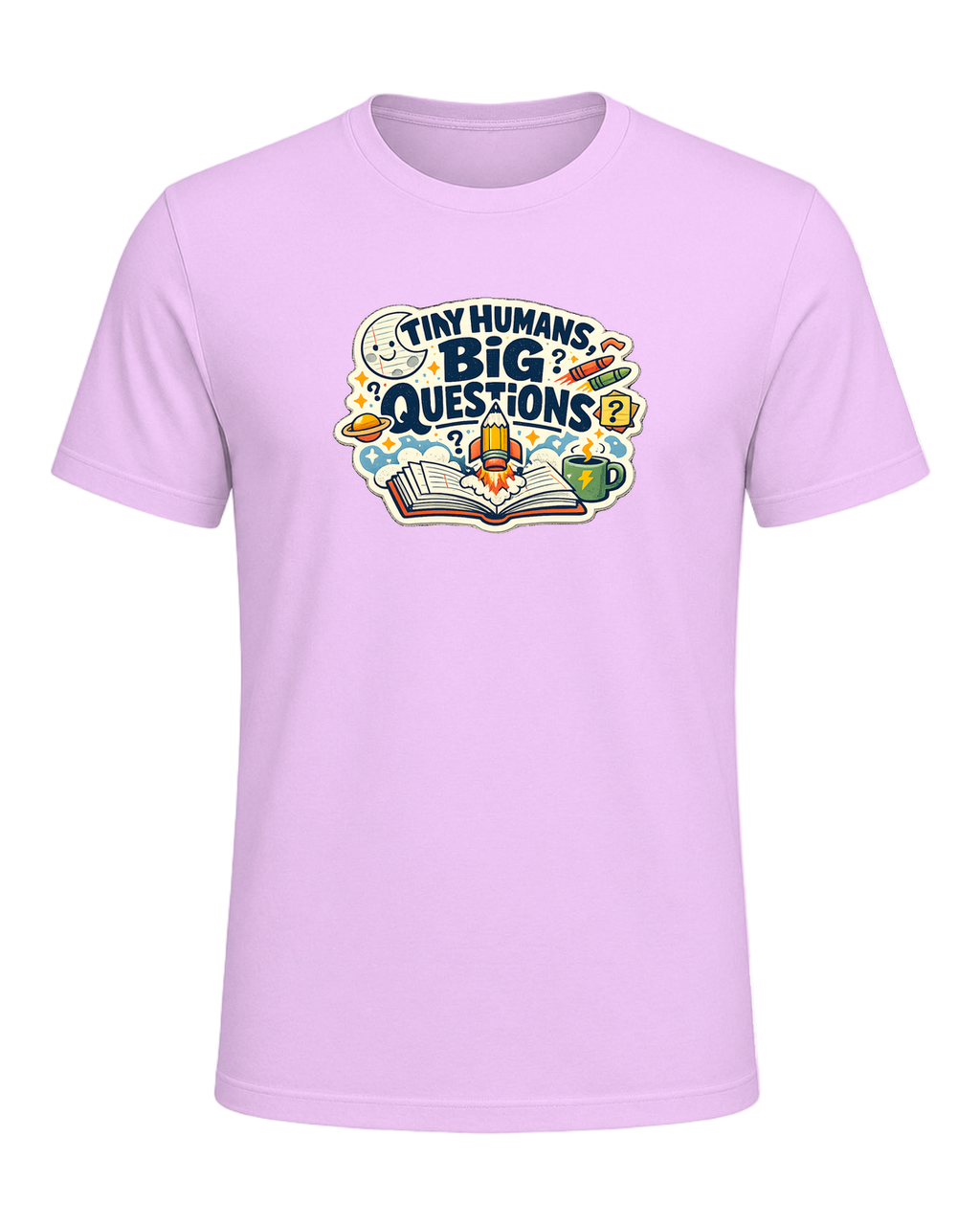 Tiny Humans, Big Questions Tee — Heather Prism Lilac