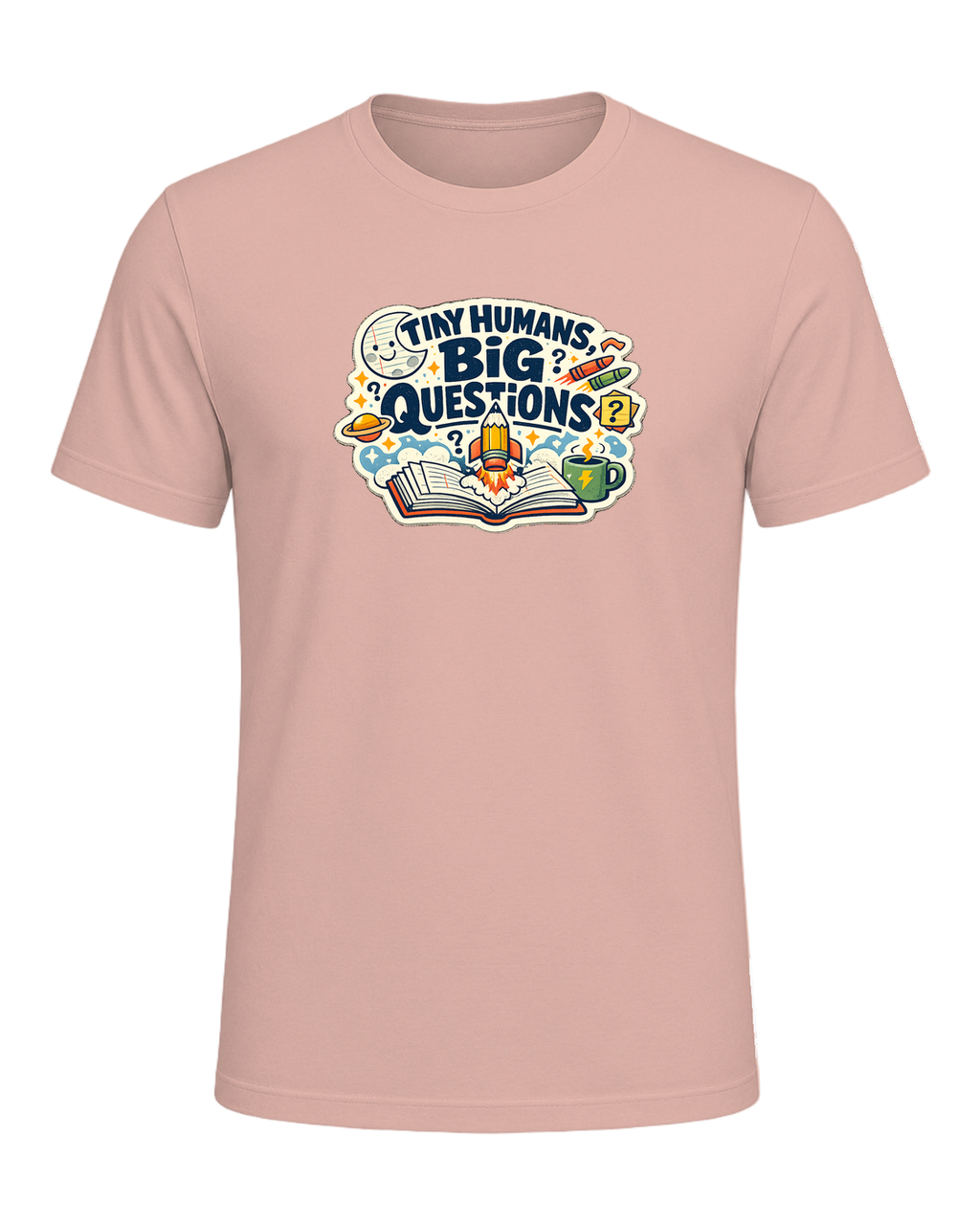 Tiny Humans, Big Questions Tee — Peach