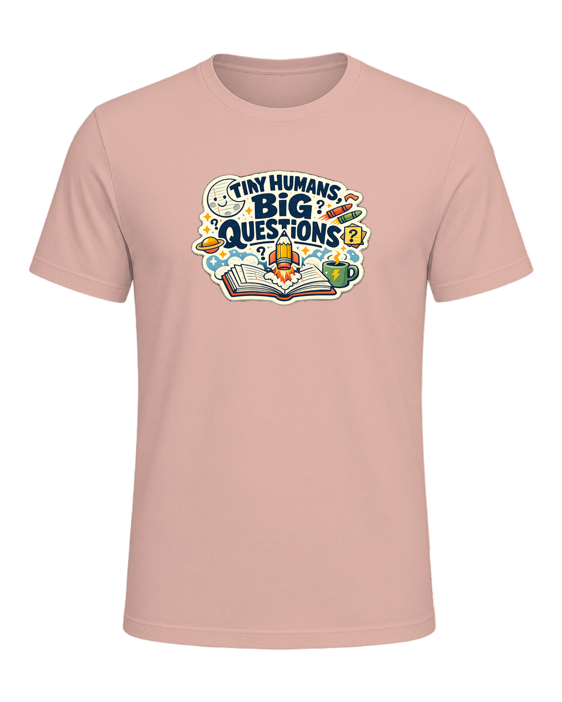Tiny Humans, Big Questions Tee — Peach