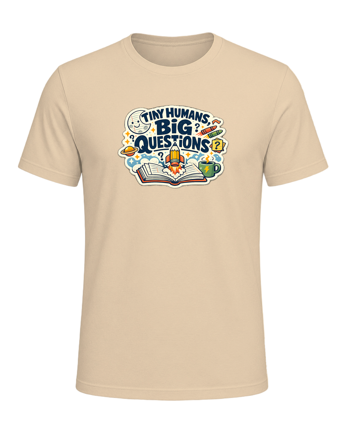Tiny Humans, Big Questions Tee — Soft Cream