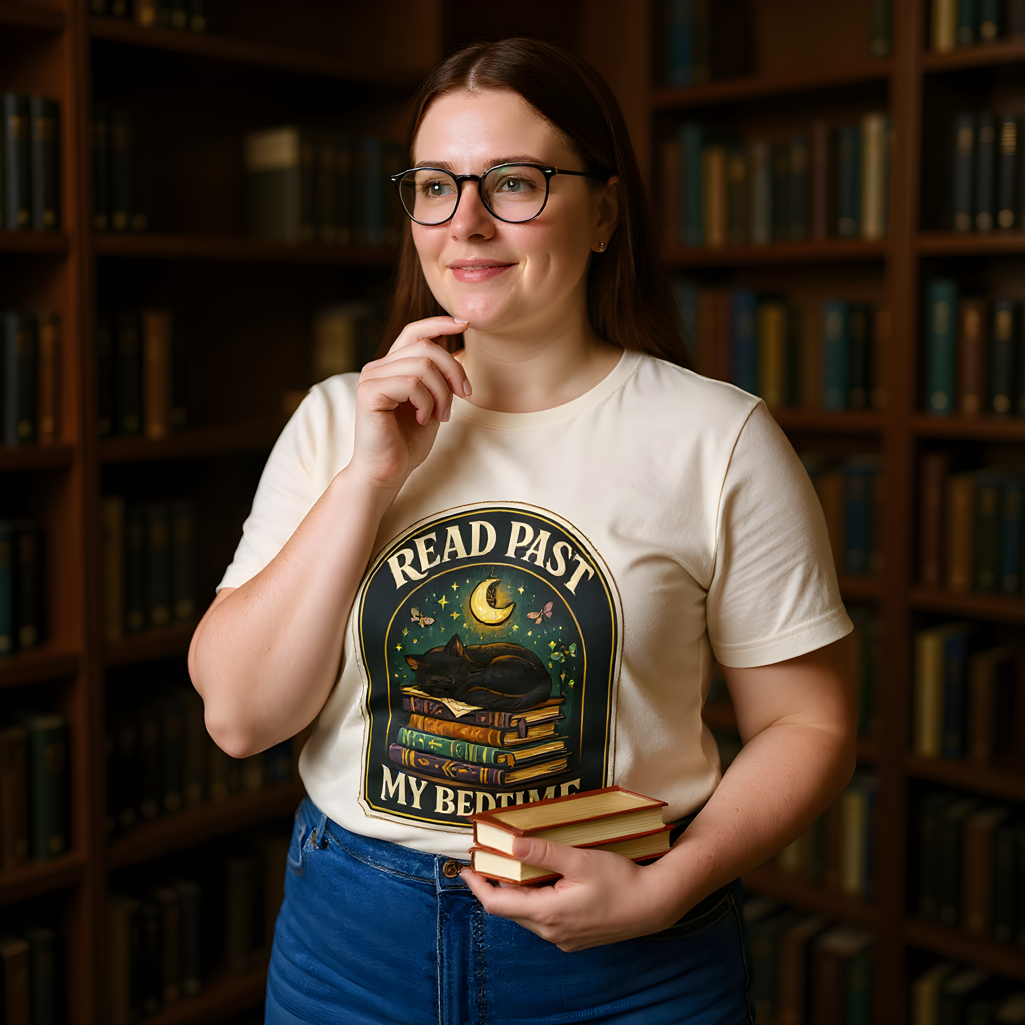Funny Book Gift T-Shirt — Read Past My Bedtime — books t-shirt design by Margaux