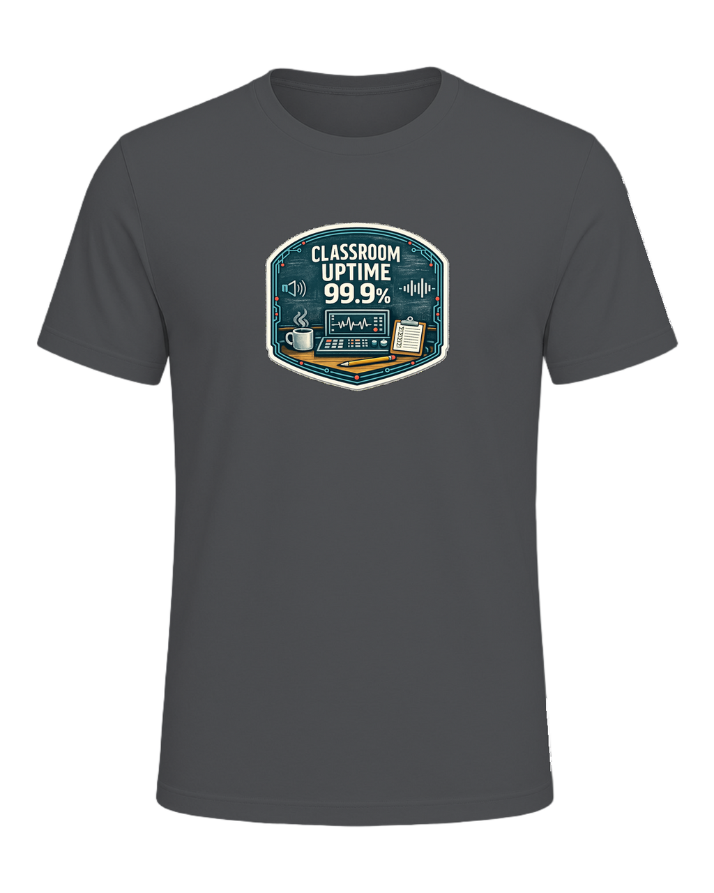 Classroom Uptime 99.9% Tee — Asphalt