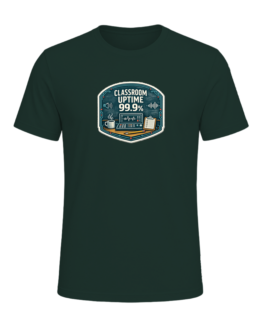 Classroom Uptime 99.9% Tee — Forest